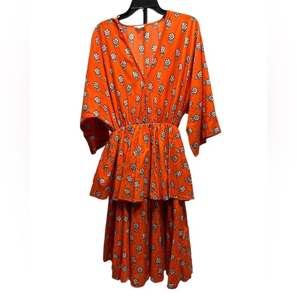 Rhode Orange Floral Print Midi Length Dress size S - Picture 3 of 12
